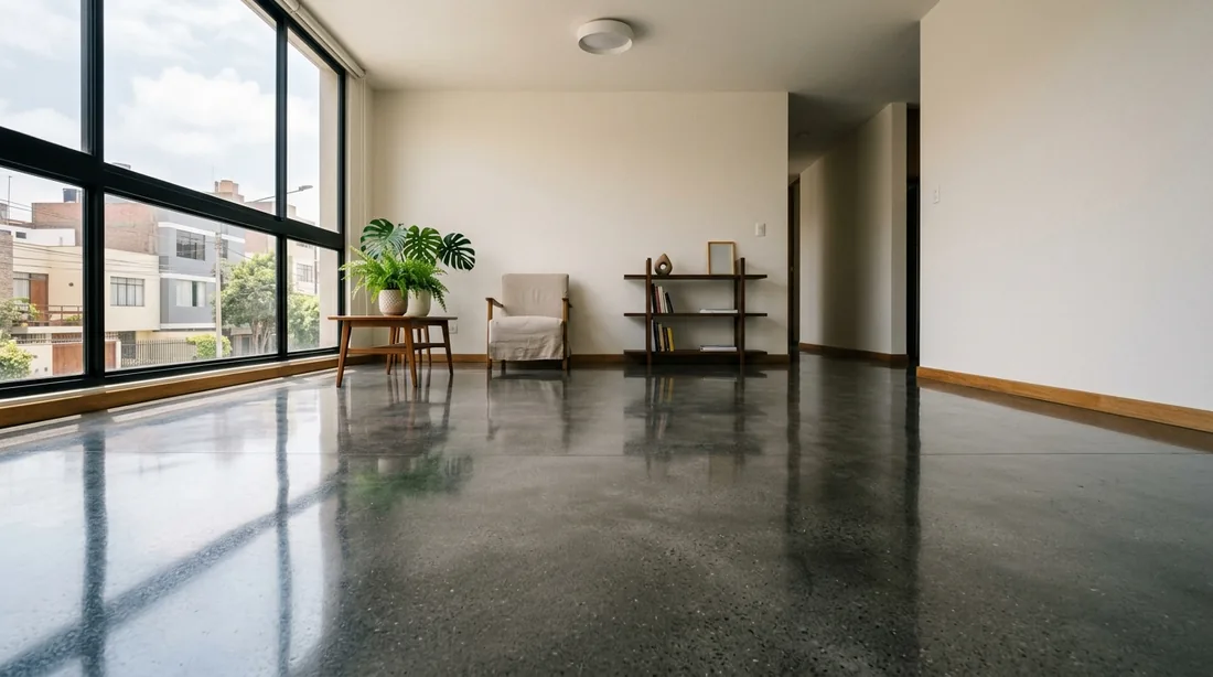 Piso pulido terminado en ambiente remodelado en Lima